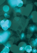 Des coeurs lumineux sur fond turquoise